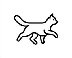 A black and white line drawing of a cat vector