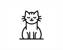 A cat is sitting on the floor in a line drawing vector