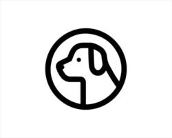 A dog is in a circle with a black outline vector