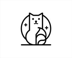 A cat is sitting in a circle with a star on it vector