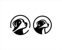 Two black and white dog logos on a white background vector