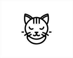 A cat's face is shown in a line drawing vector