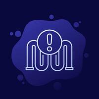 pipe with problem icon in line design vector