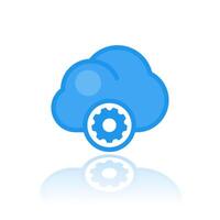 cloud computing icon over white, in flat style with outline vector