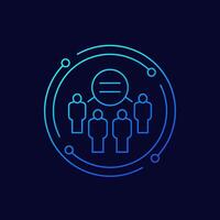 Social equality icon with people, linear design vector