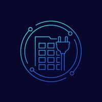 All-Electric buildings icon, linear design vector