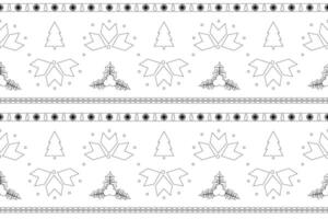 Festive Christmas and New Year coloring page with holiday-themed patterns, including trees, holly, and snowflakes for creative fun. vector