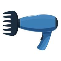 Blue hair dryer with comb attachment for efficient styling vector