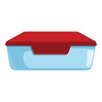 Empty plastic lunch box with red lid closed and isolated vector