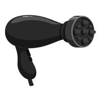 Black hair dryer with diffuser creating volume and defined curls vector