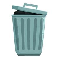 Half open trash can full of garbage with lid and handle vector