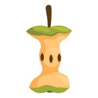 Apple core showing seeds and stem on white background vector