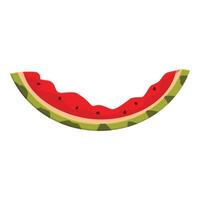 Eaten slice of watermelon showing seeds and rind on white background vector