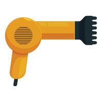 Yellow hair dryer blowing hot air for hair care and styling vector
