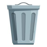 Metal trash can with handle for waste disposal vector