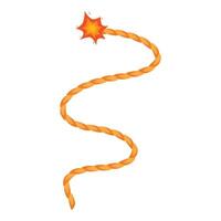 Burning fuse with spark creating s shape on white background vector