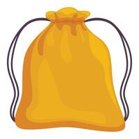 Yellow backpack with black strings for carrying personal items vector