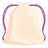 Empty cloth bag with purple drawstrings isolated on white background vector