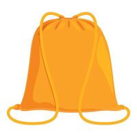 Empty orange backpack with yellow drawstrings isolated on white background vector