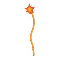 Burning fuse with orange sparkle on white background vector