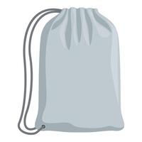 Gray backpack with black string closing showing modern and minimalist design vector