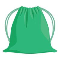 Green backpack with drawstrings isolated on white background vector