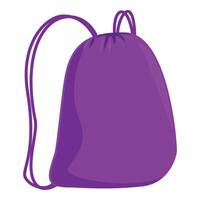 Purple drawstring backpack isolated on white background vector