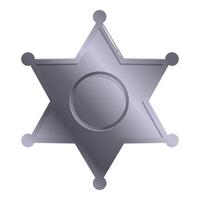 Sheriff star badge shining with metallic silver gradient effect vector