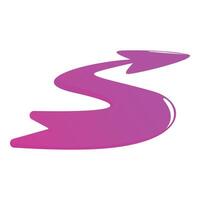 Wavy pink arrow pointing upwards representing growth and progress vector
