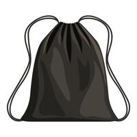 Black drawstring backpack isolated on white background vector