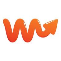 Wavy orange arrow pointing upwards representing growth and progress vector