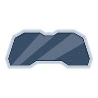 Spaceship window showing starry sky and light beams vector