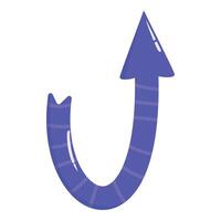 Blue u turn arrow pointing upwards, symbolizing change of direction vector