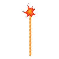 Firecracker exploding with orange sparkles and long fuse vector