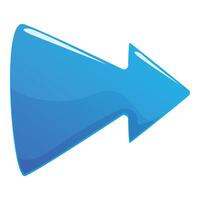 Blue glossy arrow pointing right symbolizing direction vector