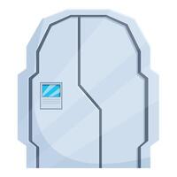 Futuristic spaceship door is closing, showing a small display with information vector
