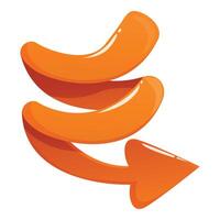 Orange wavy arrow pointing downward, suggesting decrease or decline vector