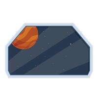 Spaceship window showing gaseous planet and starry sky vector