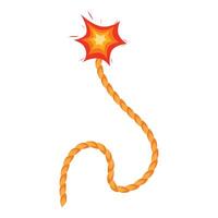 Burning fuse igniting with orange sparks on white background vector