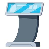 Interactive kiosk displaying information with touch screen technology vector