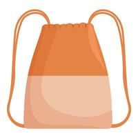 Orange and beige drawstring backpack isolated on white background vector