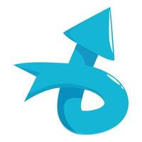 Blue curly arrow pointing upwards, suggesting a change of direction vector