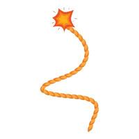 Burning fuse with spark, detonating cord on fire, explosive cable vector