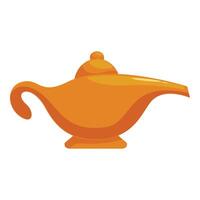 Golden magic lamp shining on white background vector