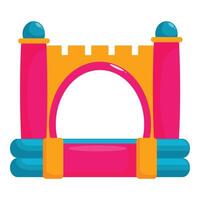 Colorful inflatable bouncy castle with arch and towers resembling a fortress vector