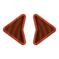 Two wooden triangular arrows pointing in opposite directions vector