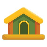 Inflatable bouncy house featuring a green and yellow color scheme vector