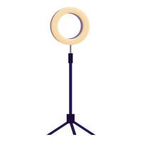 Ring light standing on tripod for content creation and lighting vector