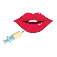 Syringe injecting filler into beautiful lips for augmentation vector