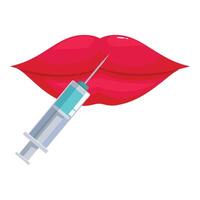 Syringe injecting filler into beautiful lips for augmentation vector
